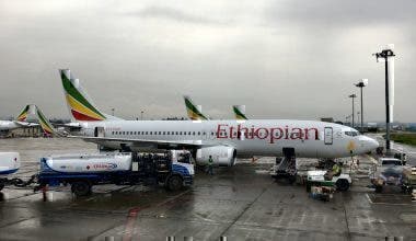 An Ethiopian Airlines Boeing 737 at Addis Ababa