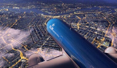 KLM Amsterdam at night