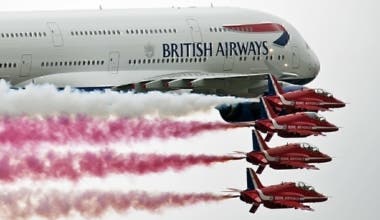 BA plane and the Red Arrows