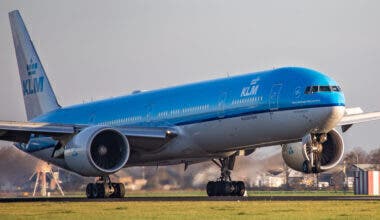 KLM Boeing 777 Landing In Amsterdam Schiphol Airport