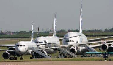 A320, A340 & A380 Lineup Getty