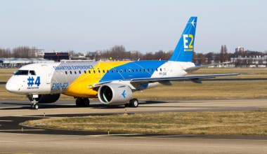 Embraer Demonstrator on a visit at Schiphol whilst on