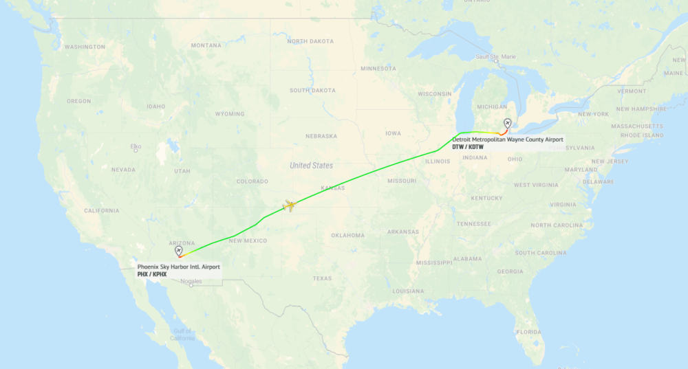 Arizona Cardinals Boeing 777 Map